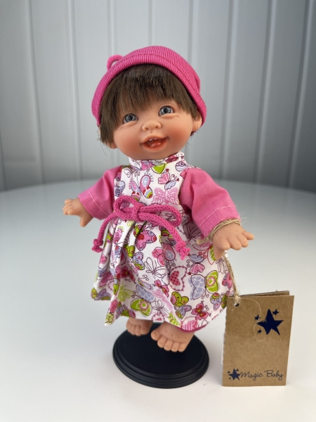 картинка испанские Кукла Джестито "Инфант", 18 см, в розовой шапке, смеется,  арт. 10000U-8 интернет-магазин TuKiTu.ru